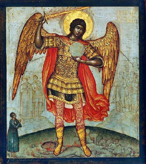 Simon Ushakov Archangel Michael Trampling the Devil Underfoot.